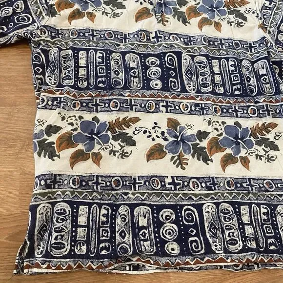Vintage Crossings Polo Shirt T Shirt Men’s Size XL Blue Floral Aztec - Picture 2 of 10
